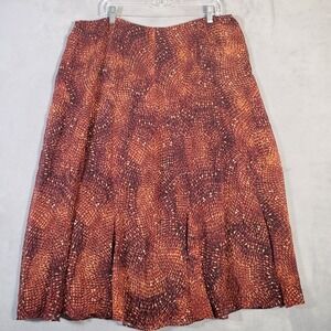 Jones New York Skirt Womens 16 Brown Animal Print Silk Fall Earthy Fairycore
